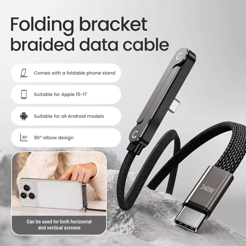 240W Type-C Fast Charging Cable | 2-in-1 Invisible Foldable Phone Stand | Ekatra Mall EkatraMall
