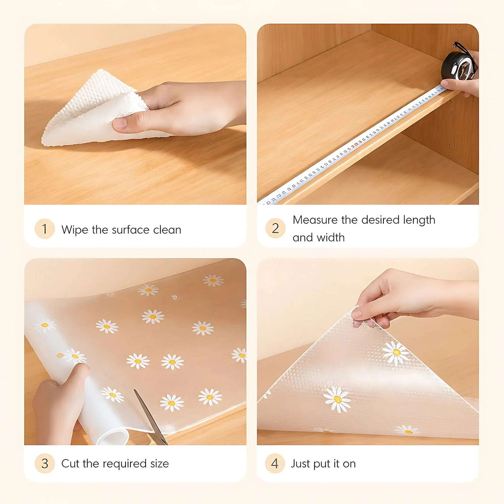 Multipurpose Washable Shelf Liner Mat | Anti-Slip Drawer & Fridge Mat | Ekatra Mall (45L x 300W cm) GharChoice