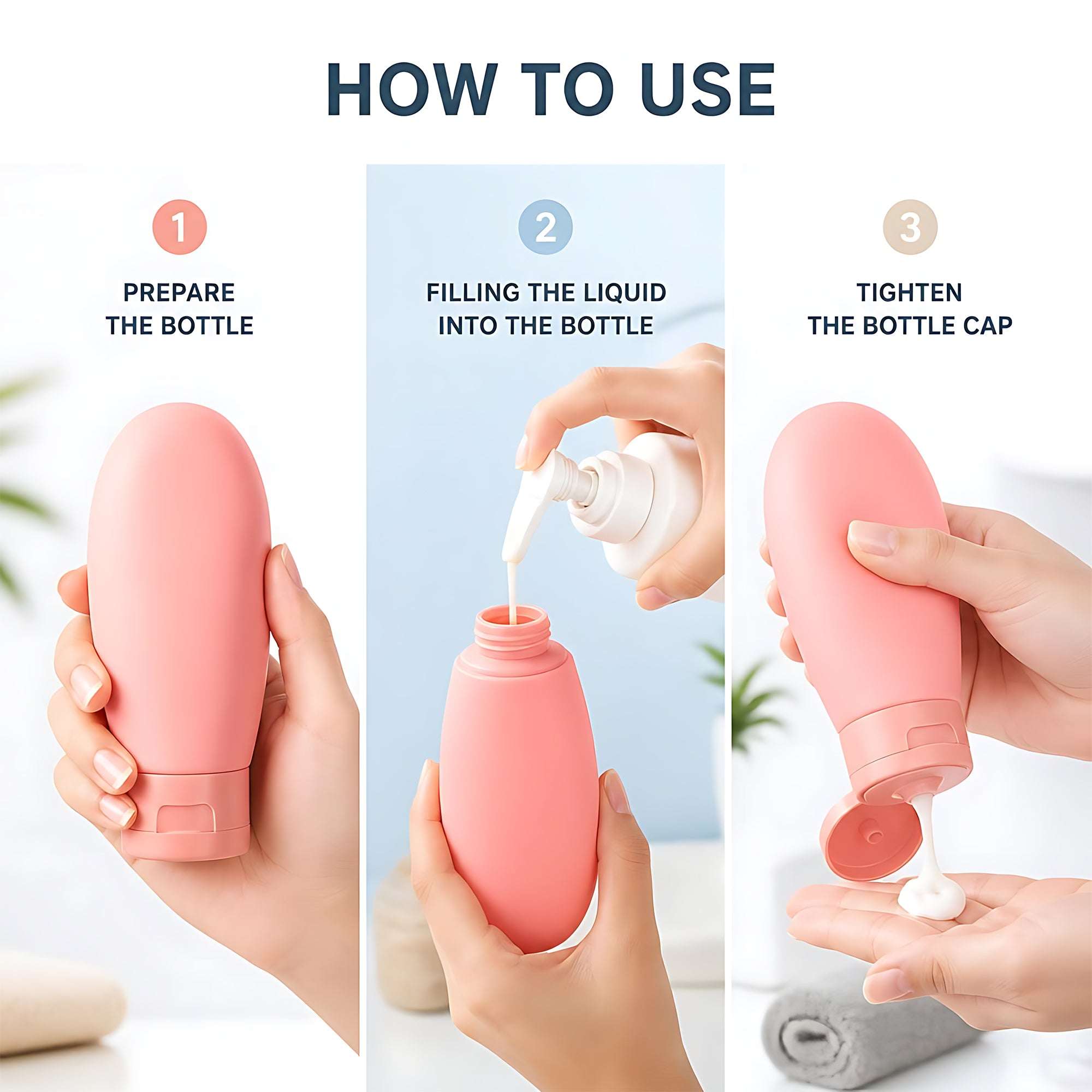 3 Pcs Travel Bottle Set | Leakproof Refillable Toiletry Containers | Ekatra Mall GharChoice