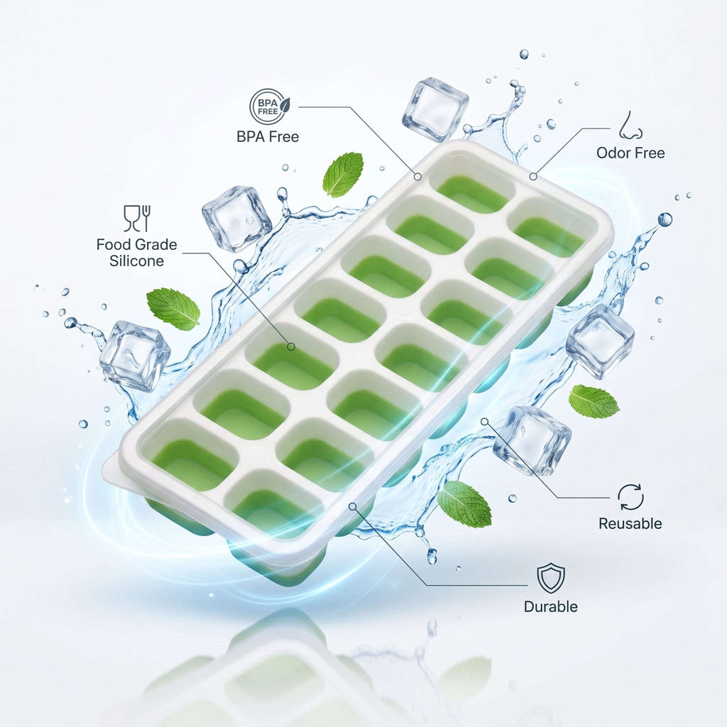 Ekatra Mall Silicone Ice Cube Tray | Removable Lid, Easy-Release & Stackable EkatraMall