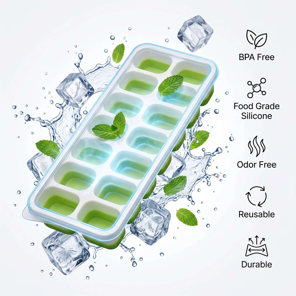 Ekatra Mall Silicone Ice Cube Tray | Removable Lid, Easy-Release & Stackable EkatraMall