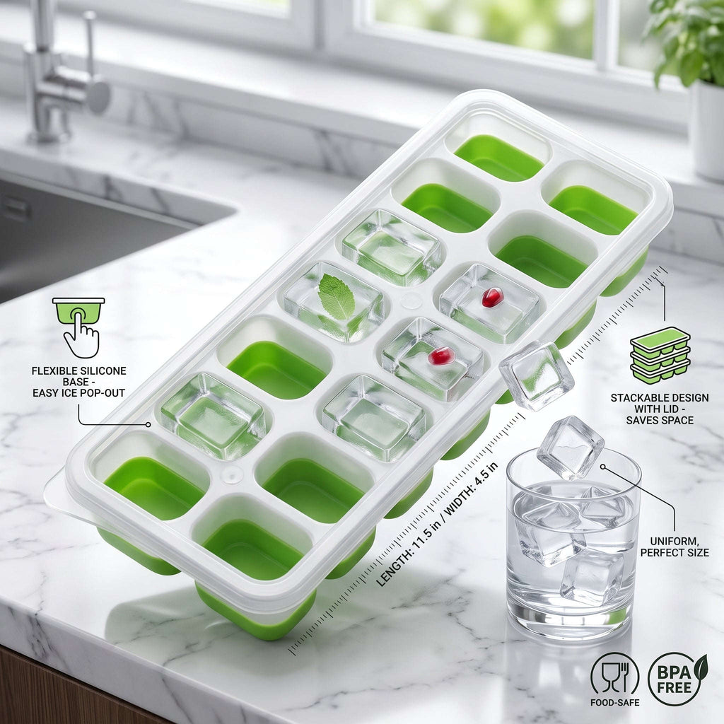 Ekatra Mall Silicone Ice Cube Tray | Removable Lid, Easy-Release & Stackable EkatraMall