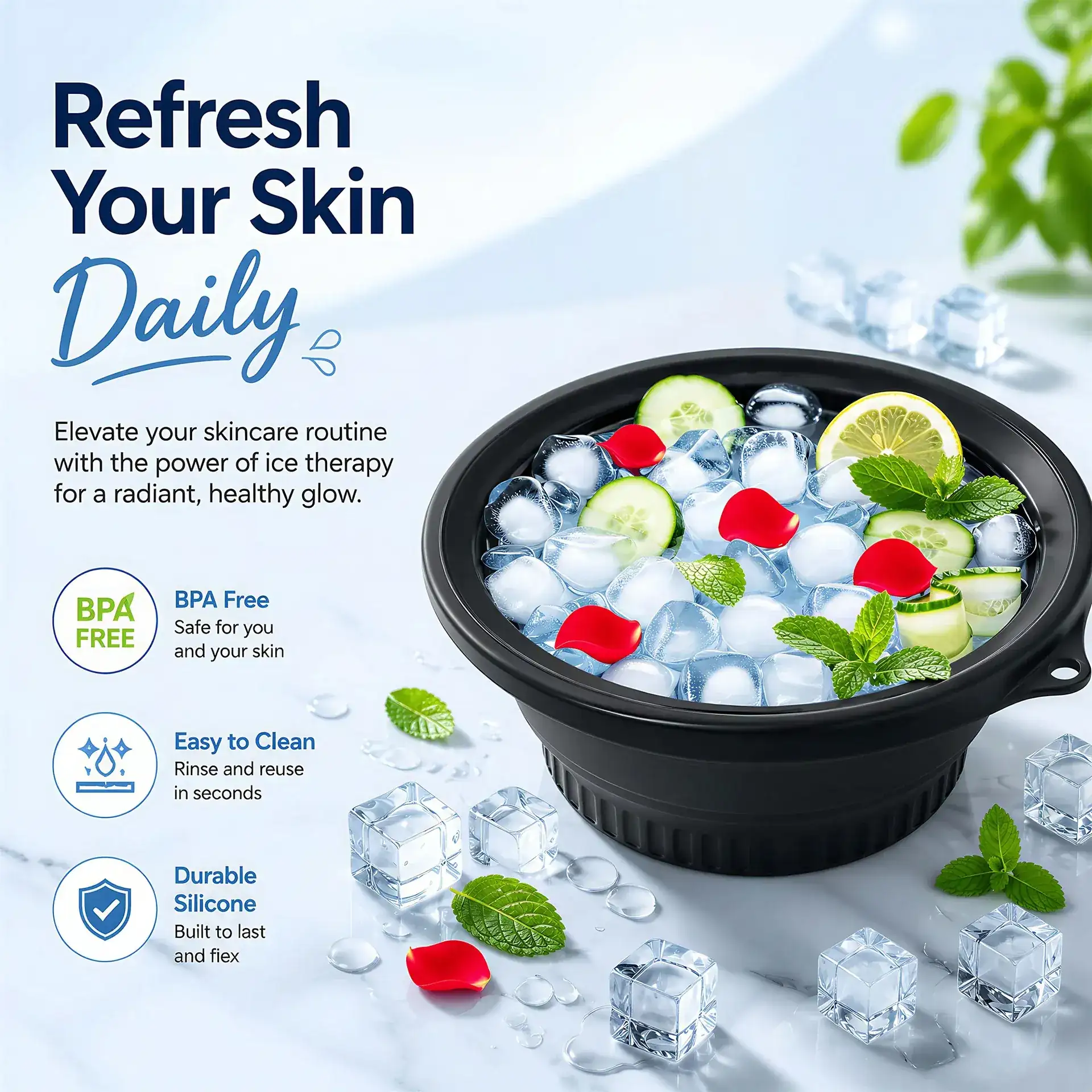 Silicone Face Ice Bowl | FREE Face Ice Roller | EkatraMall GharChoice