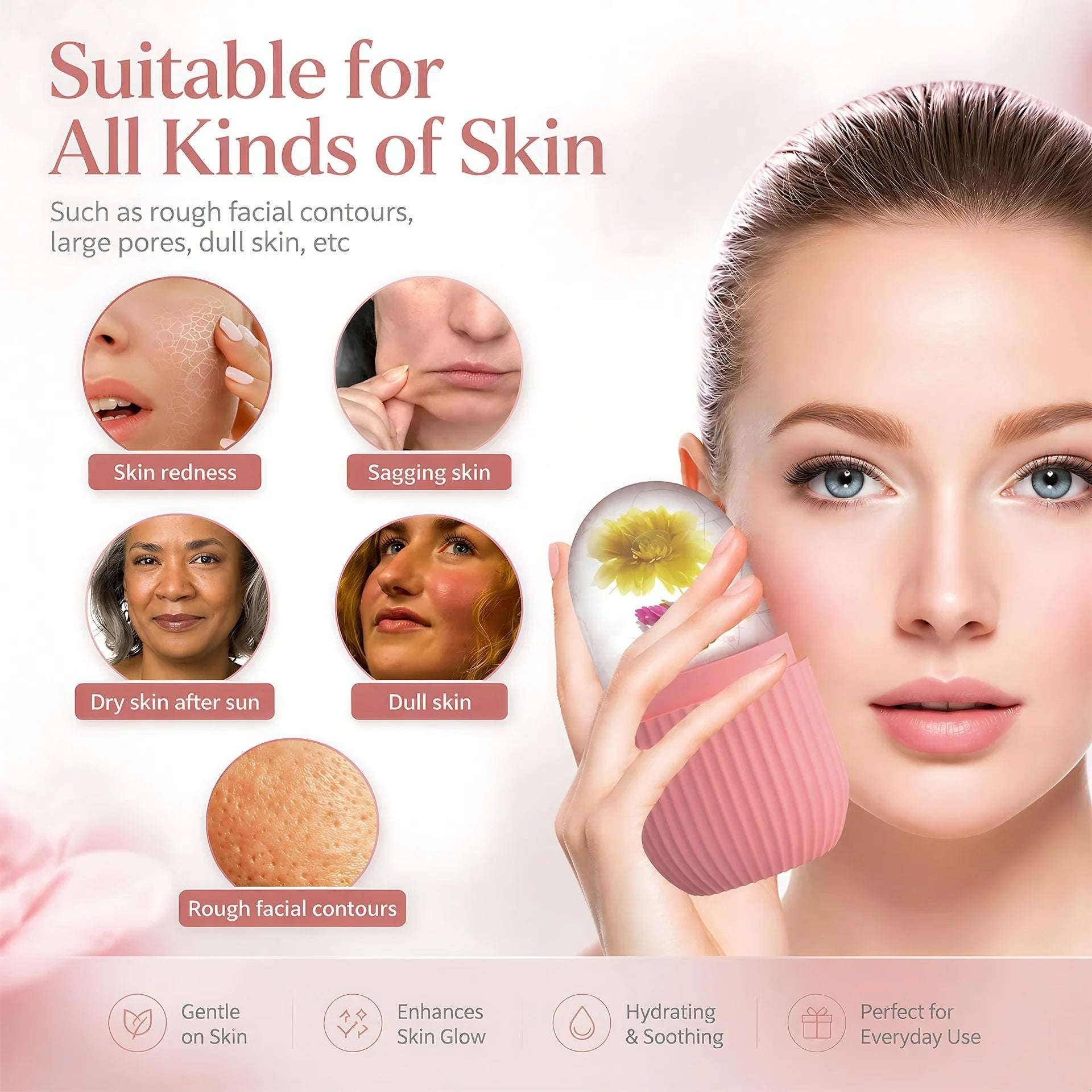 Silicone Face Ice Bowl | FREE Face Ice Roller | EkatraMall GharChoice