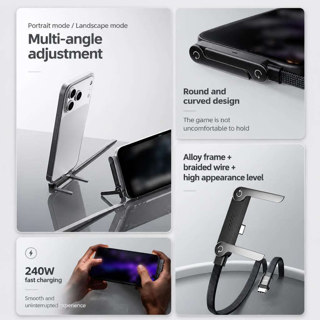240W Type-C Fast Charging Cable | 2-in-1 Invisible Foldable Phone Stand [1.5 mtr] | Ekatra Mall EkatraMall
