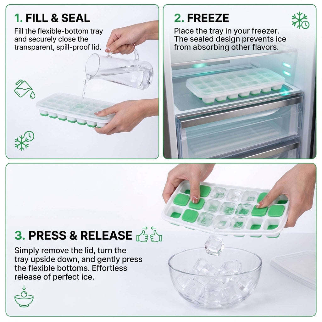 Ekatra Mall Silicone Ice Cube Tray | Removable Lid, Easy-Release & Stackable EkatraMall