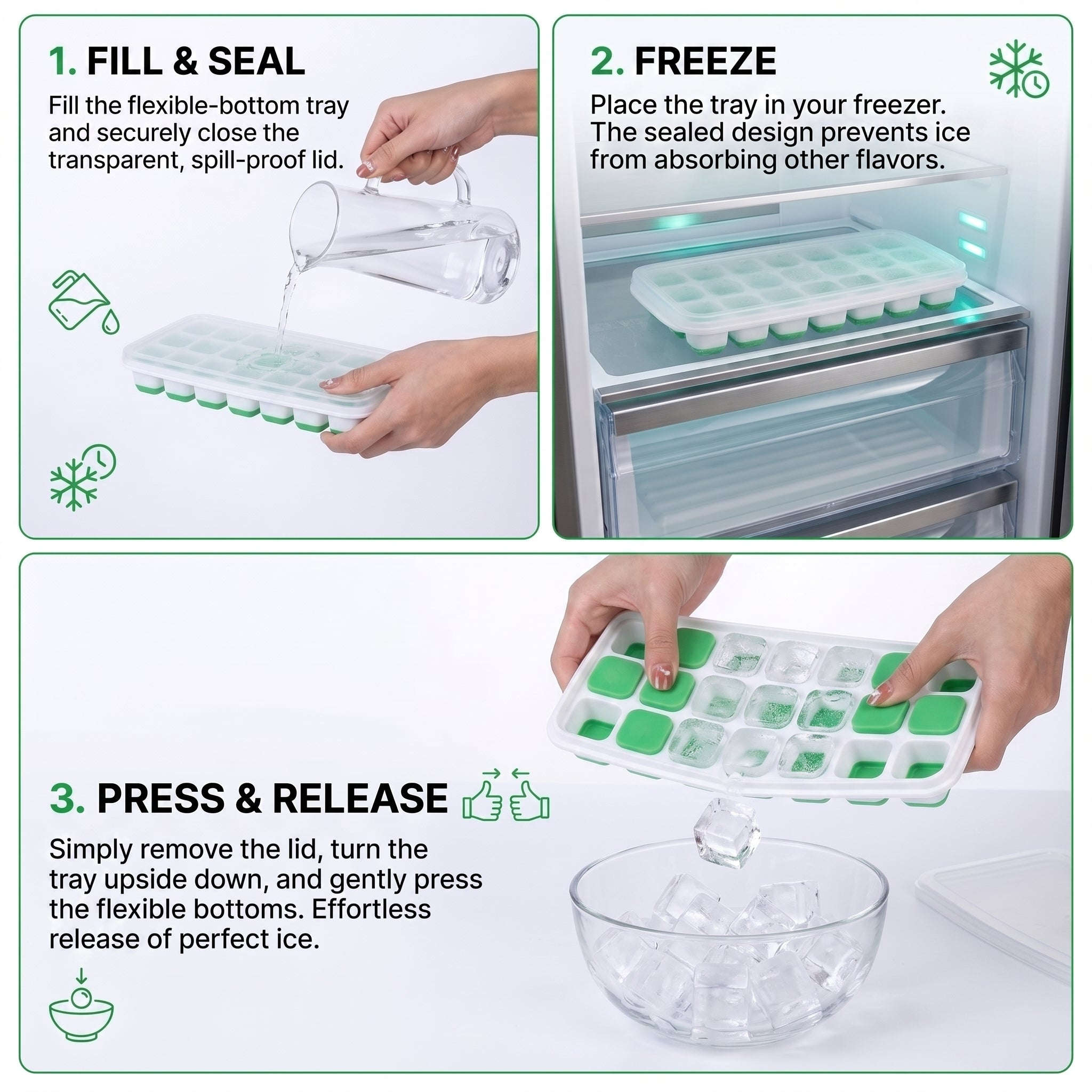 Ekatra Mall Silicone Ice Cube Tray | Removable Lid, Easy-Release & Stackable EkatraMall